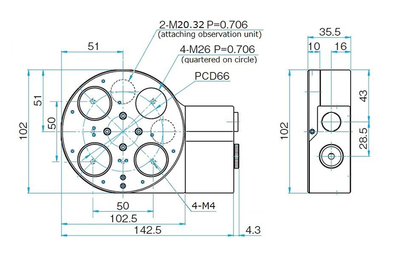 电动物镜转台尺寸图
