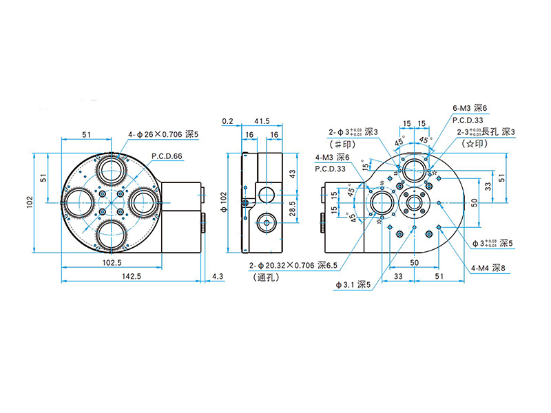 （new）电动物镜切换转台-4孔 / LACR-4H-B图纸