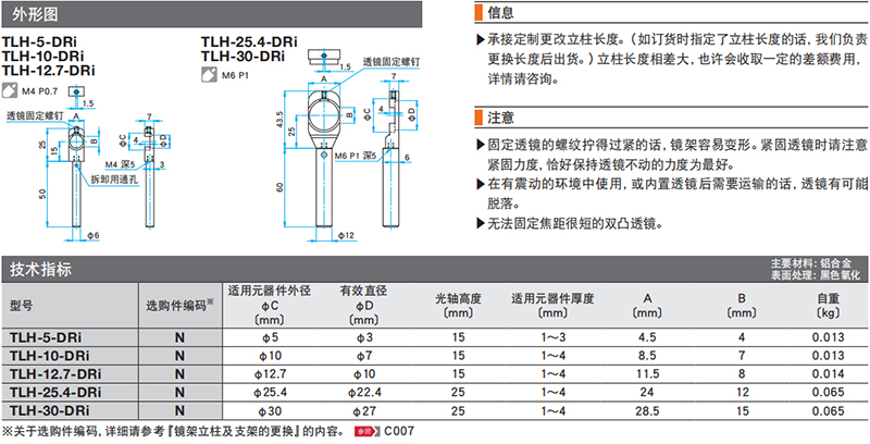 超窄固定式镜架 TLH